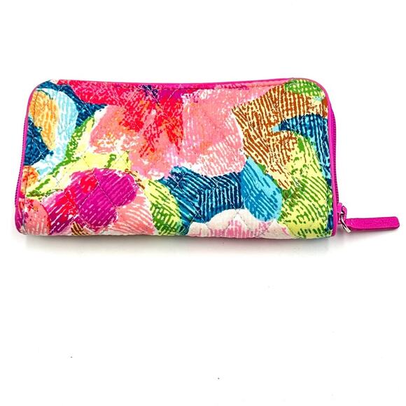 Vera Bradley SUPER-BLOOM RFID Abstract Floral zip around fabric Wallet - Picture 7 of 8